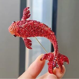Betsey Johnson Red Fish Brooch Pin